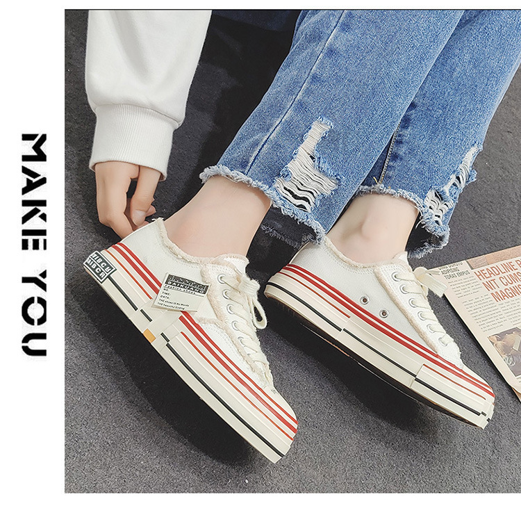 New Celebrity Same Style Beggar Vulcanized Thick Sole Increase Low Top Couple Canvas Trendy Shoes for Men and_voghion.com