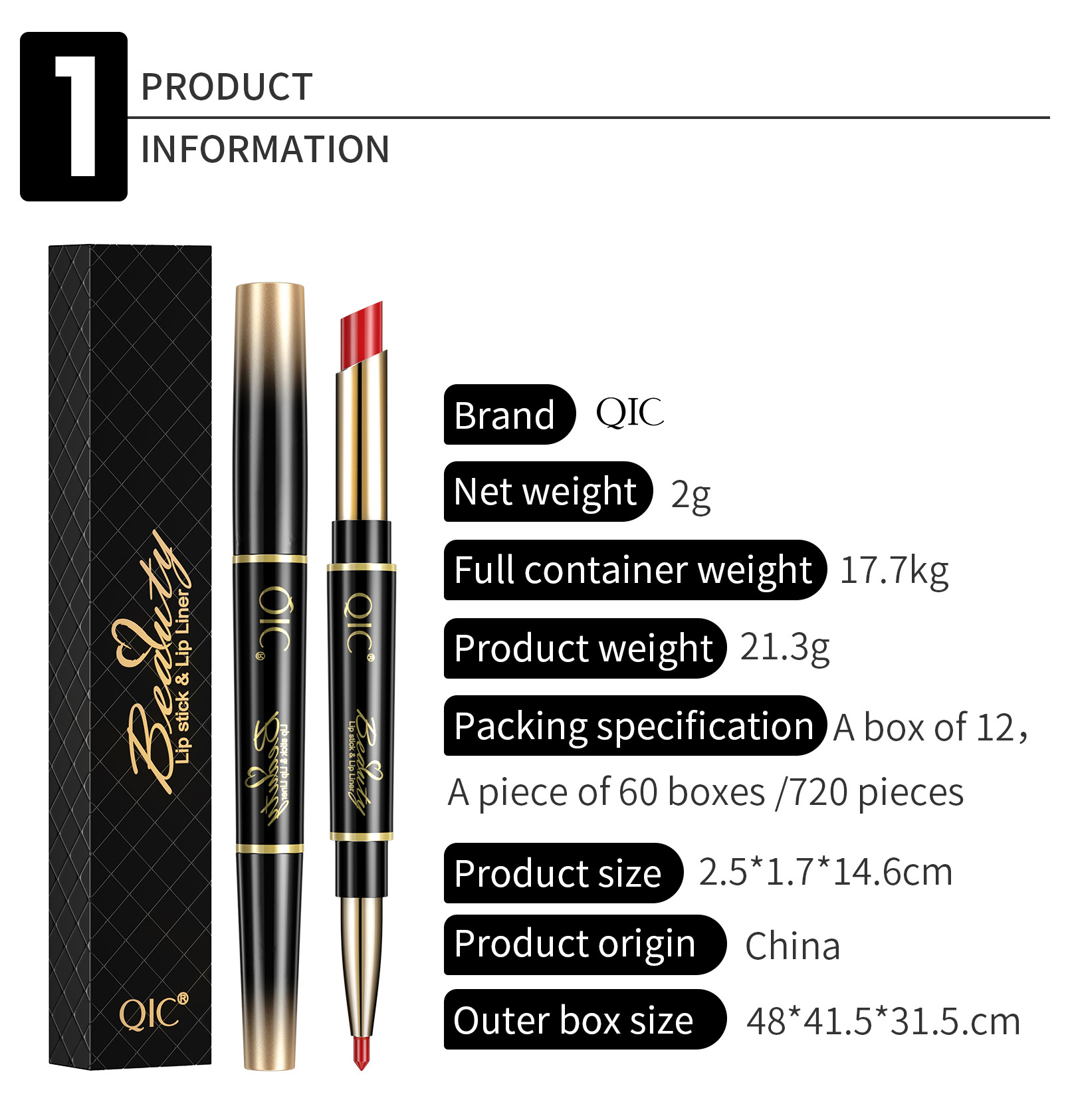 QIC lipliner lip makeup women are not easy to decolorize line hook double head rotary matte paint lipstick pen_voghion.com