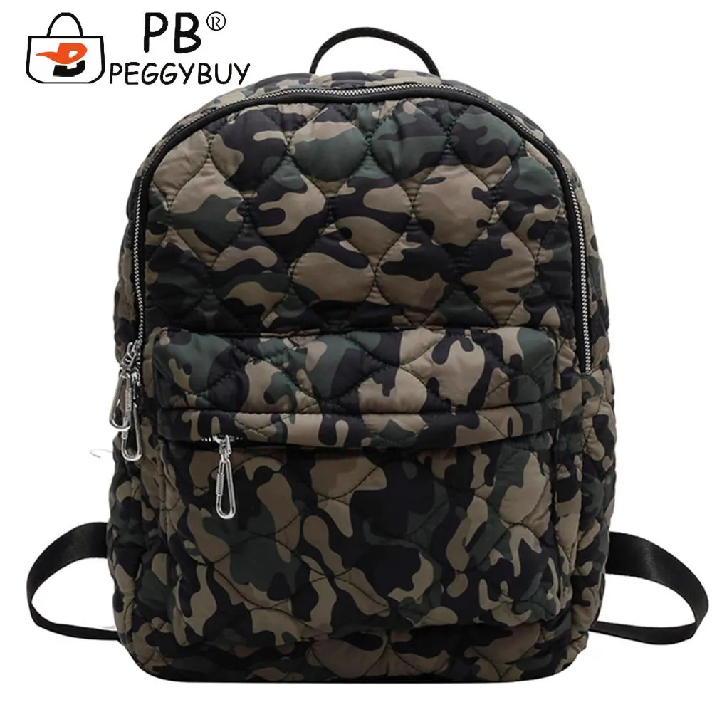 Women Shoulder Backpack Quilted Fashion School Back Pack Rhombus Pattern Large Solid Casual For Travel Lady Girl Bagpack_voghion.com