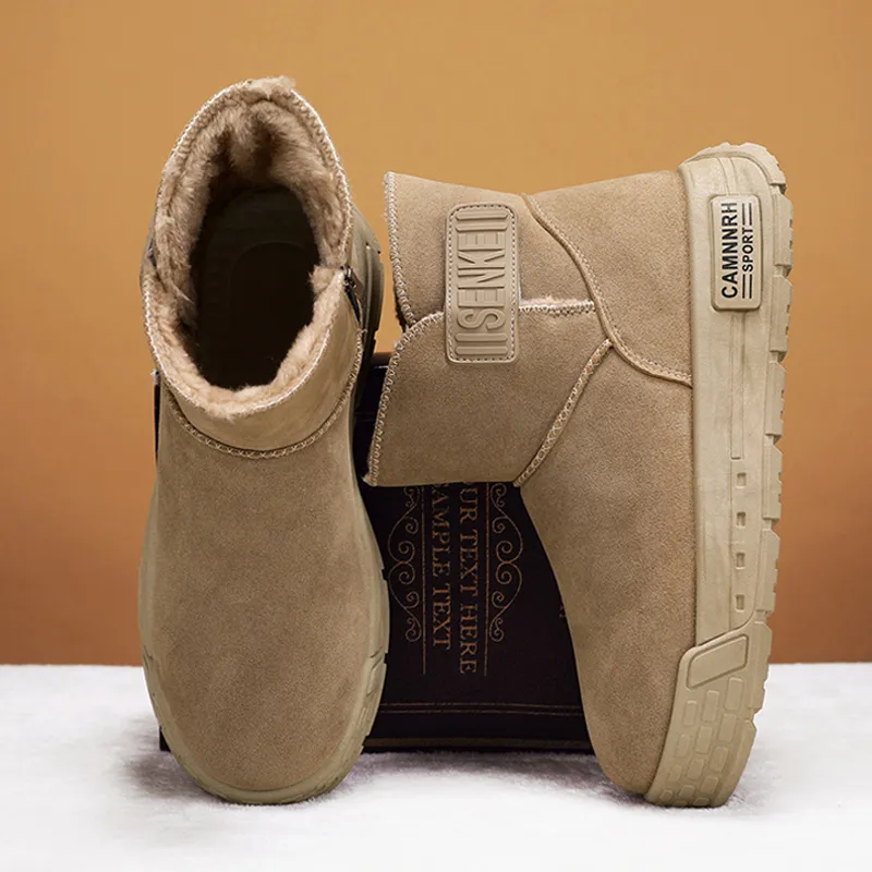 2025 New Design Men's Thick and High Height Leather Cotton Outdoor Snow Boots Fashion Autumn Women's Warm Classic_voghion.com