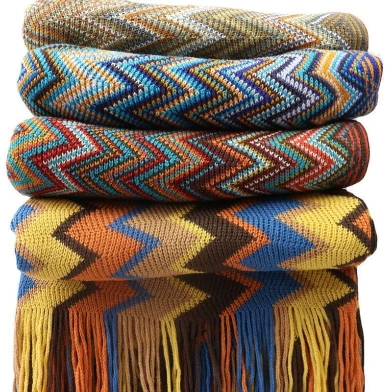 Light Luxury Knitted Shaggy Thread Sofa Office Air Conditioner Cover Blanket_voghion.com