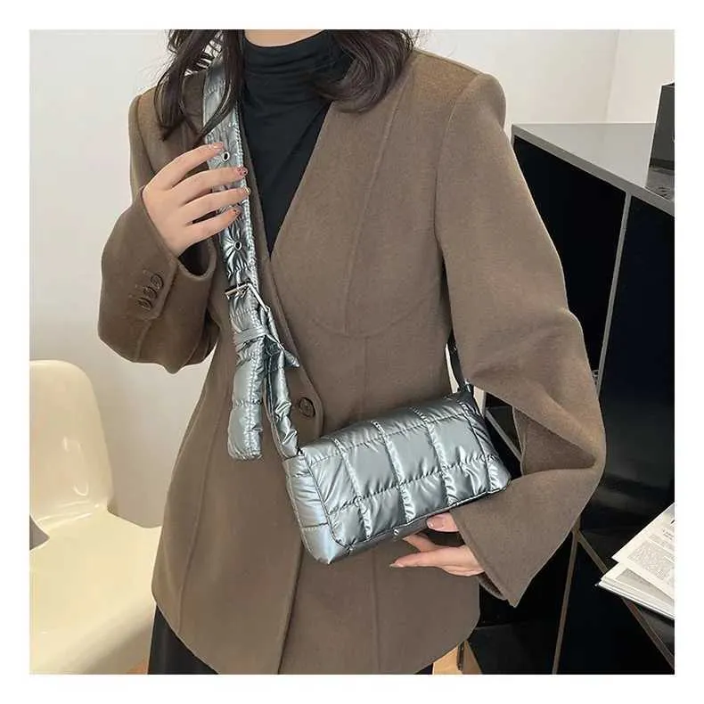 Moda trapuntata invernale leggera calda imbottita in cotone scozzese spalla donne sottobraccio borse gonfie borse C241216_voghion.com