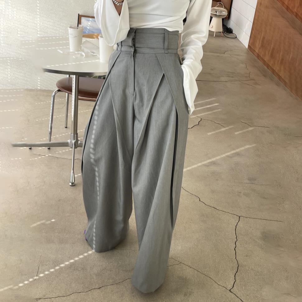 Women’s Clothing Early Autumn Design Niche Three Dimensional Waist Slim Wide Leg Drape High Waist Casual Pants