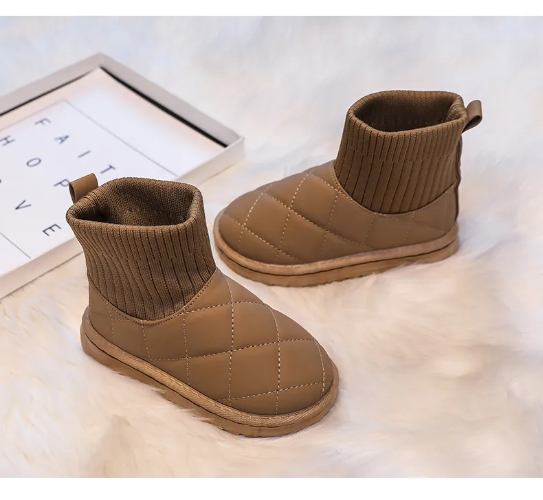 Barnsockor Snö Flickor Korta Ankelstövlar Barn Söta Sömnad Höst Vinter Varma Bomullsplyschskor För Pojkar Unisex PU_voghion.com