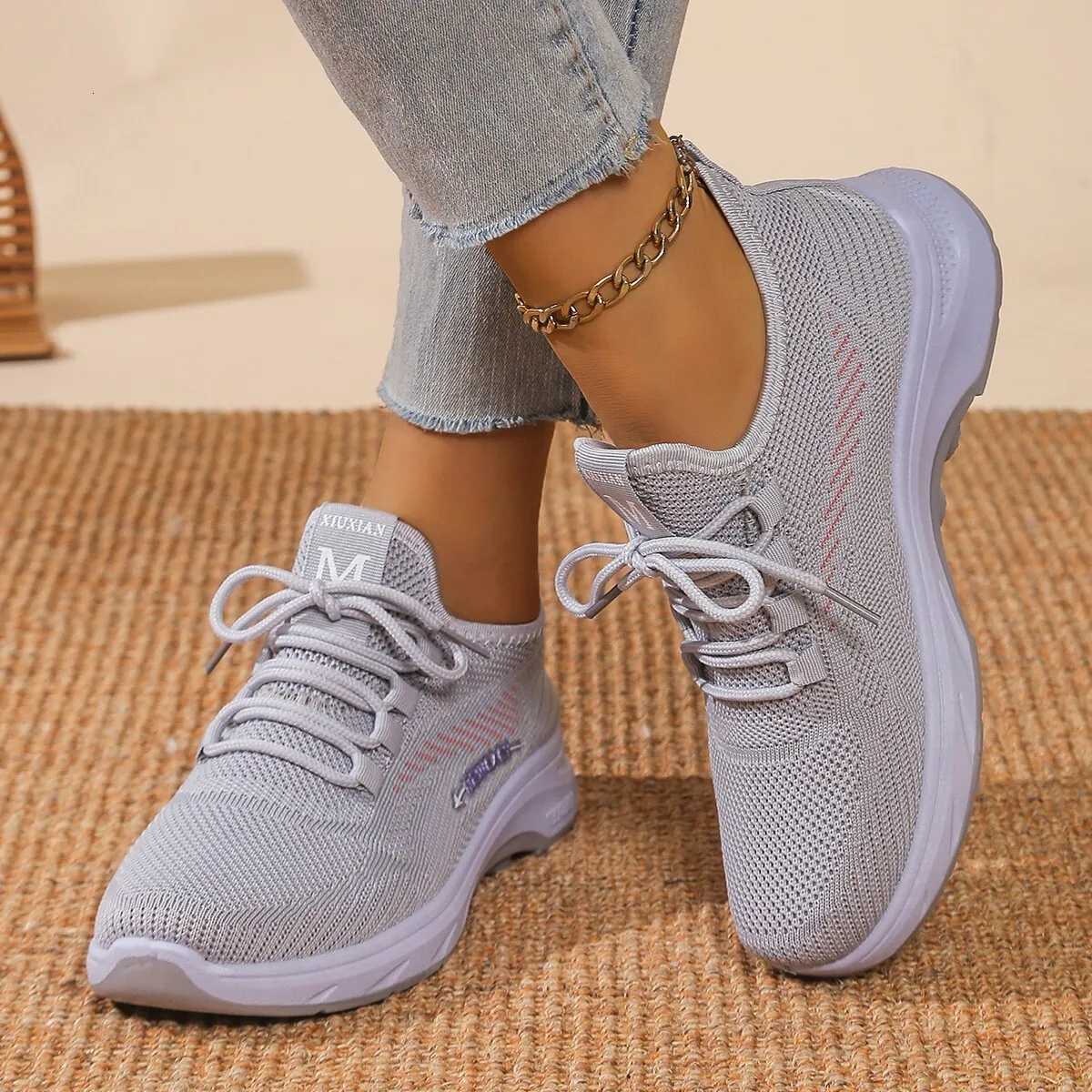 Autunno 2024 Nuovo Mesh Dad Donna Versatile, Traspirante, Color block, Suola spessa, Altezza crescente, Sport casual_voghion.com
