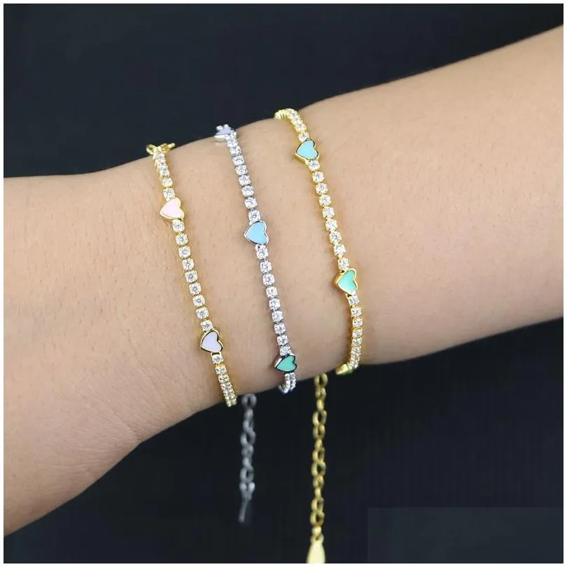 Bracciale charm smaltato arcobaleno cuore tennis elegante_voghion.com