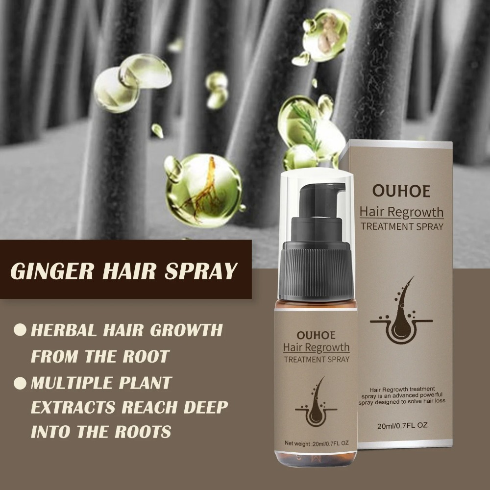 Leistungsstarkes Haarwuchs-Serum-Spray mit Ingwer, Anti-Haarausfall-Behandlungsprodukte, Reparatur, Pflege der Haarwurzeln, schnelles Nachwachsen der Haare bei Männern und Frauen_voghion.com