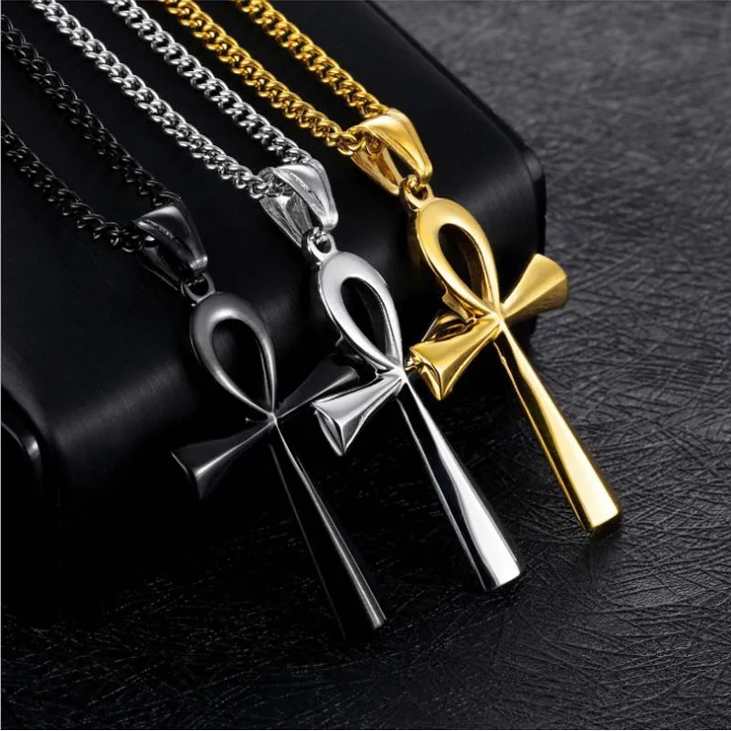 Collier pendentif ankh en acier inoxydable symbole de vie_voghion.com
