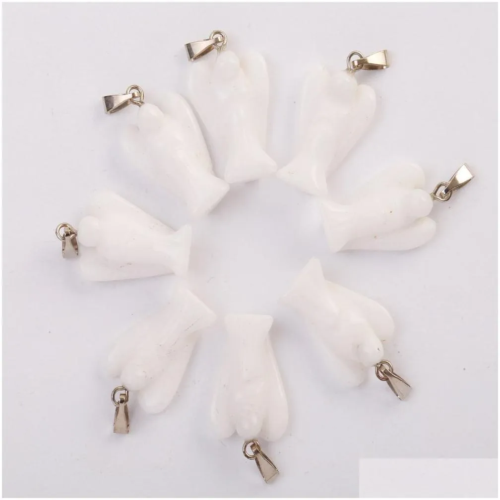 Halsketten-Anhänger, Engel-Anhänger aus Naturstein, schöne Farbmischung, Kristallanhänger, 15 x 20 mm, DIY-Schmuckherstellung für Frauen_voghion.com