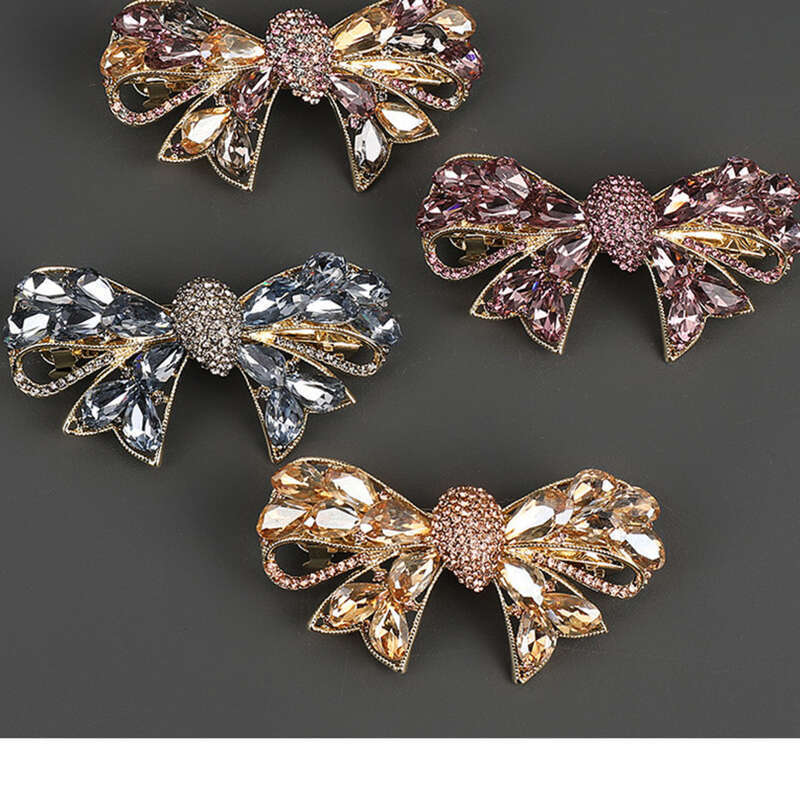 Barrette cheveux nœud plaqué or avec diamants tchèques_voghion.com