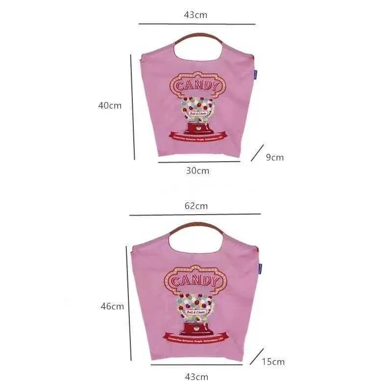 New Japanese Style Tenghua Ball Chain Embroidered Eco-friendly HandBag Nylon Diagonal Shoulder Shopping Bag Large_voghion.com