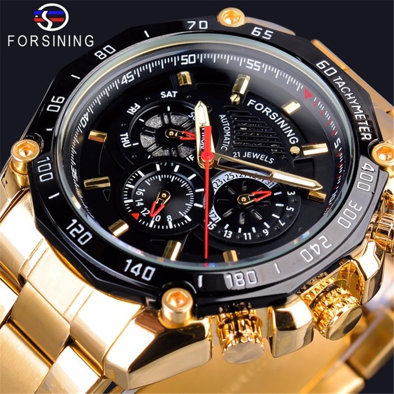Forsining Originale Herreure Mandlige Luksus Automatisk Mekanisk Ur Herre Vandtæt Full Steel Business Watch_voghion.com
