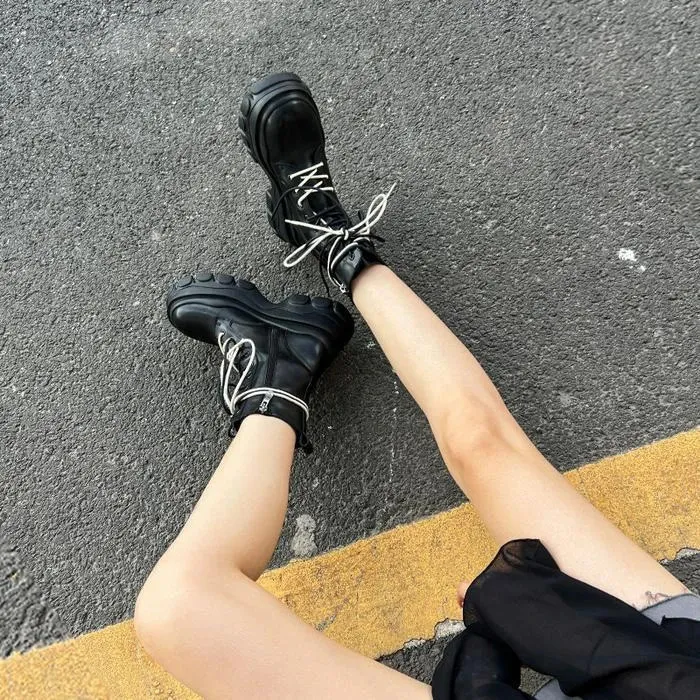 Bottines roses mignonnes pour femmes, bottines blanches de style punk, chaussures courtes kawaii pour femmes, combat, demi-saison, soldes, Pu_voghion.com