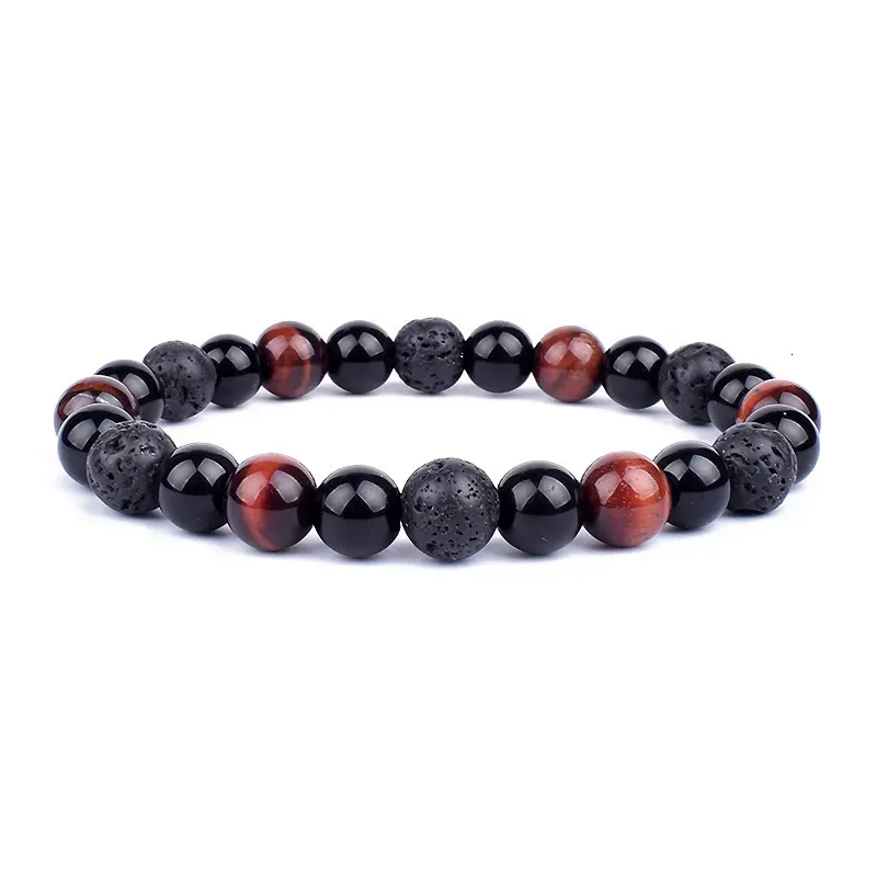 Triple Protection Beaded Bracelet With Obsidian Hematite Tiger Eye_voghion.com