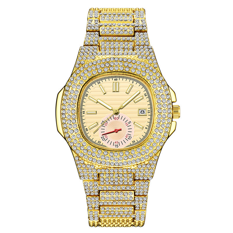 Huaqiangbei Hip Hop Guldkalender Quartz Ny Diamantset Herrklocka Generation_voghion.com