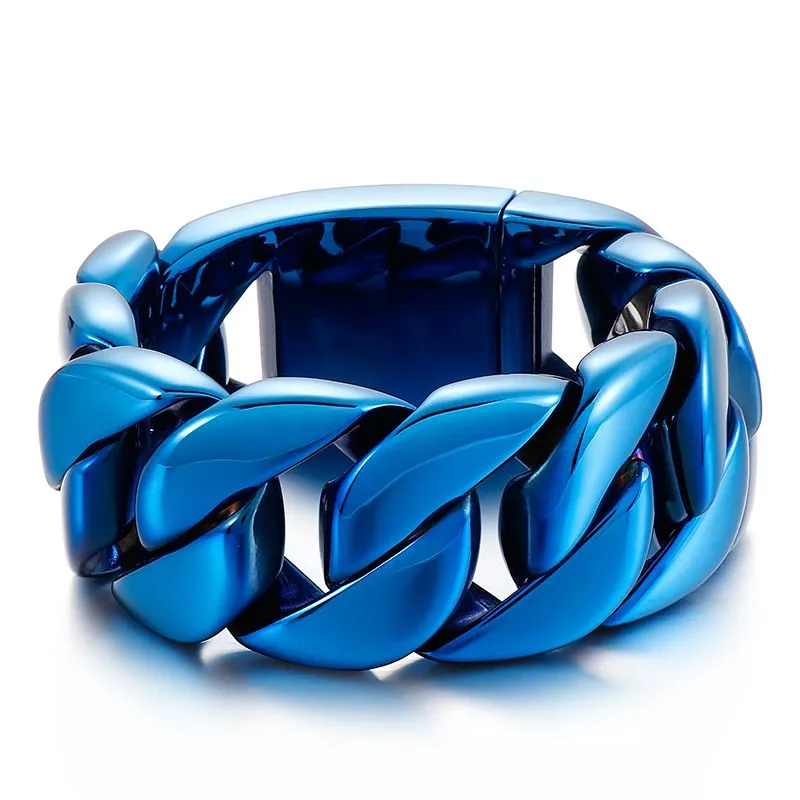 Cuban Link Chain Bracelets For Men Heavy Stainless Steel Bangle_voghion.com