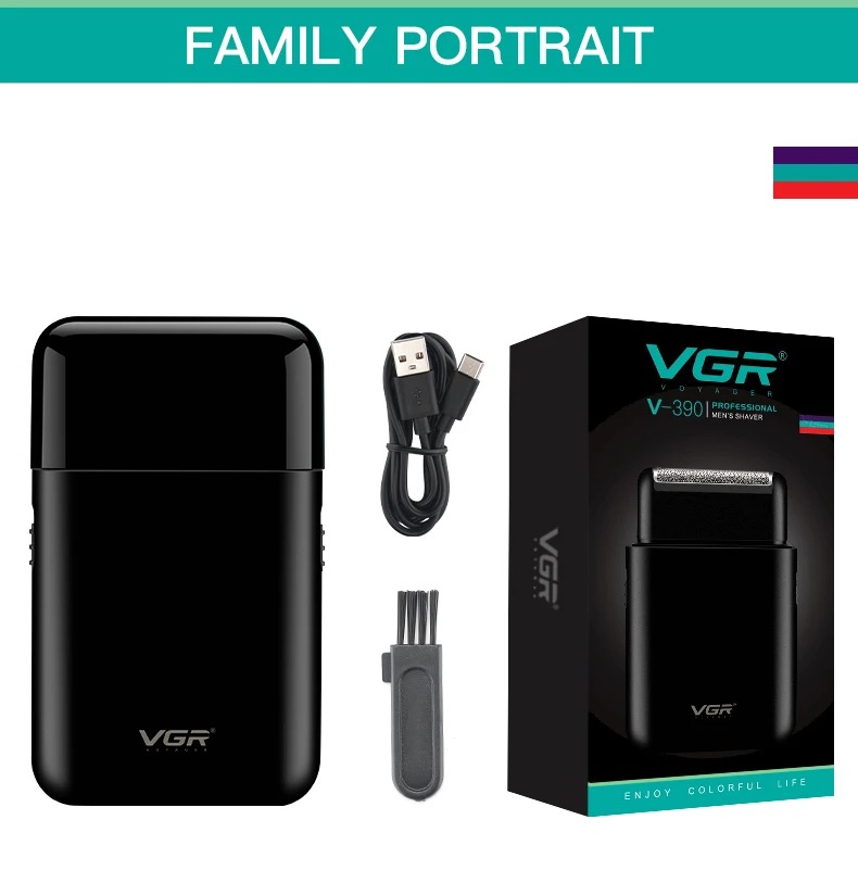 VGR Electric Shaver Professional Beard Trimmer Razor Portable Mini Shaver Reciprocating Shaving 2 Blade USB Charge for Men V-390_voghion.com