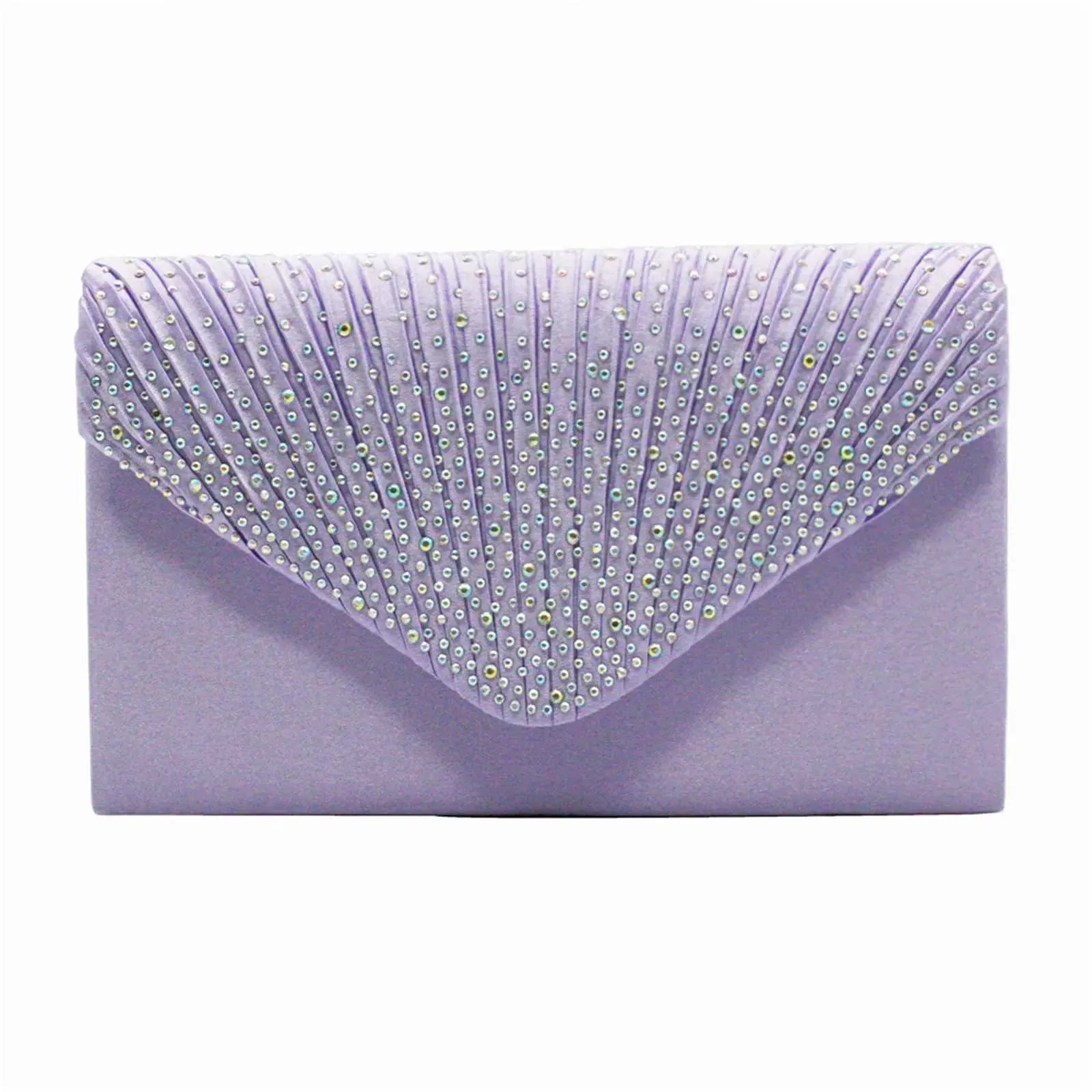Modische und elegante Clutch für Damen aus Satin mit rhinestone-verzierter Schulterpartie, dünne Kette, passend zu Party- und Bankettkleidern, Abendtasche_voghion.com
