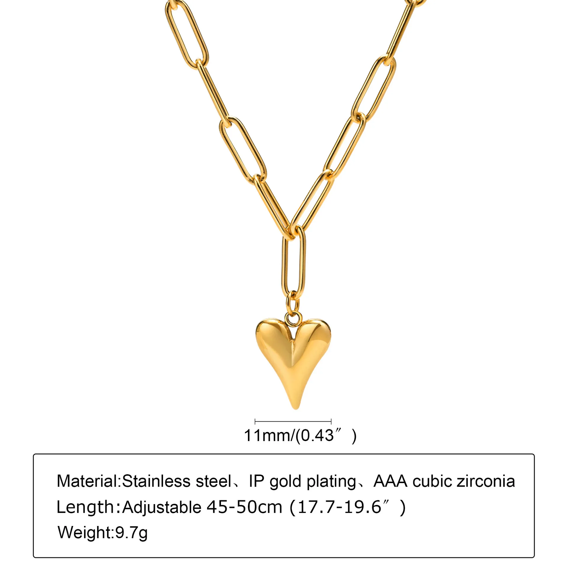 Collier avec pendentif cœur pour couple en acier inoxydable_voghion.com