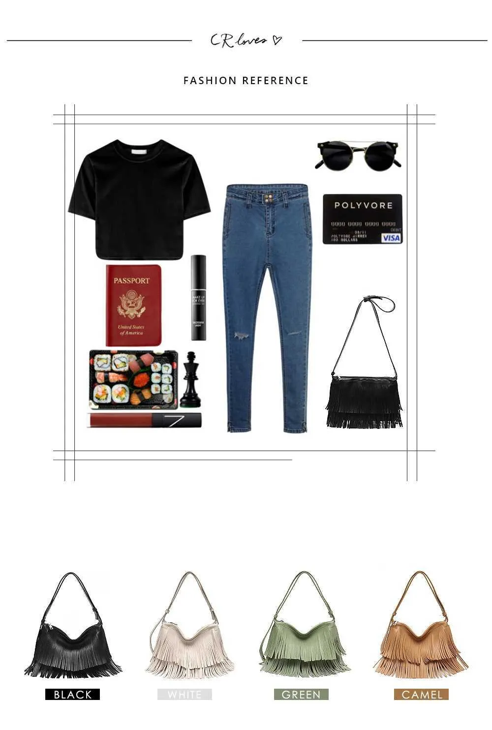 CEZIRA Bohemia Quaste Fransen Ladi Seitentaschen Veganes Leder Stilvolle Designer Mädchen Kleine Umhängetasche Reißverschluss Umschlag Clutch_voghion.com