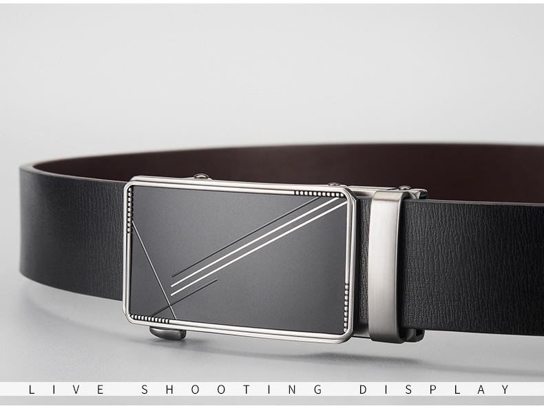 Genuine Leather Men's Belt With Automatic Buckle Business Style_voghion.com