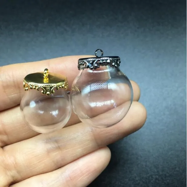 Anhänger Halsketten 10sets 20 15mm Miniatur Glas Globe Orbs Blase Metall Krone Basis Tablett Schmuck Halskette Lanugo Fläschchen_voghion.com