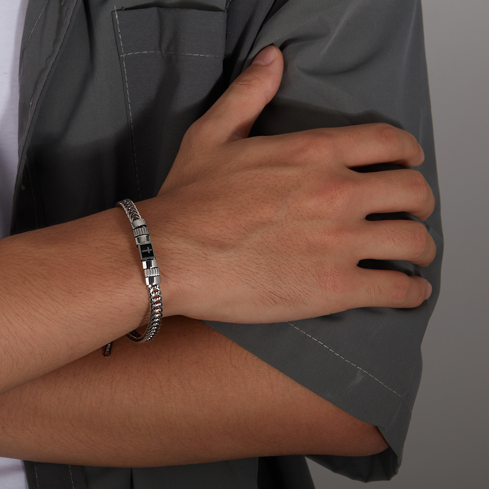 Kreuz Titan Stahl Armband für Männer_voghion.com