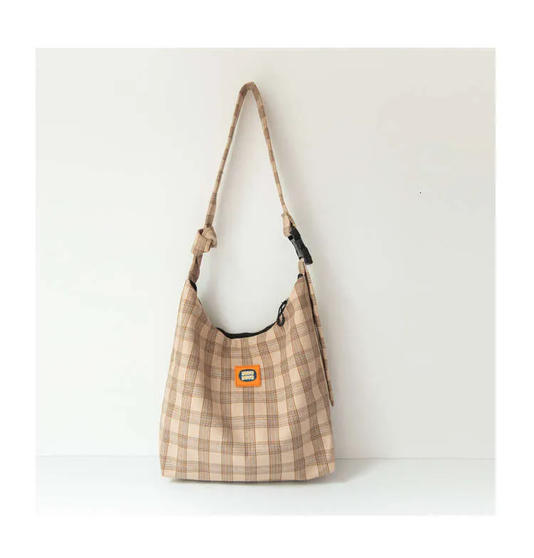 Designer stijl geruite canvas schoudertas voor dames_voghion.com