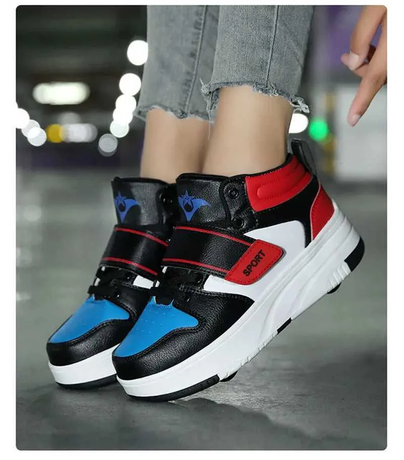 Barn Rullskridskor Pojke Flickor Sneakers Sportskor med 4 Hjul till Jul Födelsedag Barn Show Present H241028_voghion.com