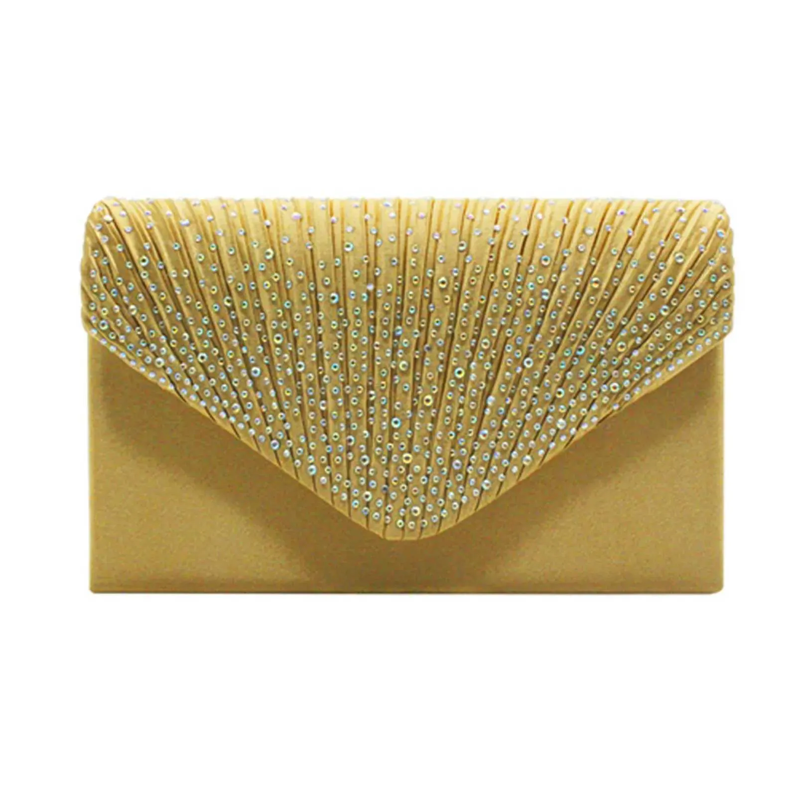 Modische und elegante Clutch für Damen aus Satin mit rhinestone-verzierter Schulterpartie, dünne Kette, passend zu Party- und Bankettkleidern, Abendtasche_voghion.com