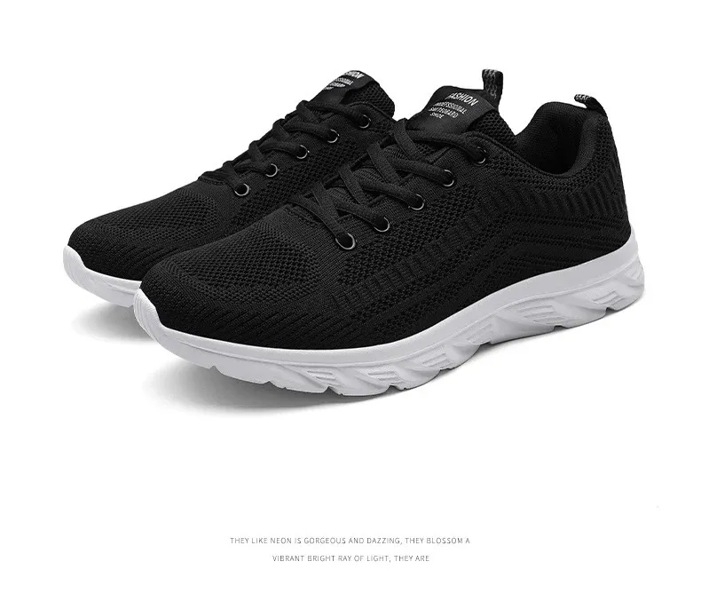 Zapatillas de deporte de punto con cordones para hombre y mujer, informales, atléticas, para correr, caminar, gimnasio, deportes al aire libre, transpirables_voghion.com