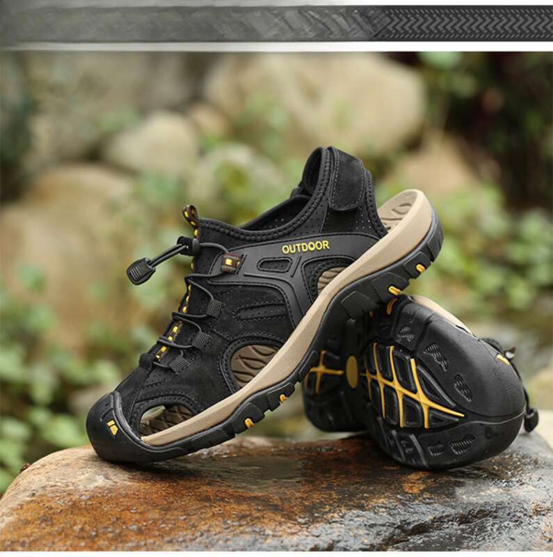 Sommer Rindsleder Zehen Soft Bottom Strandschuhe Outdoor Herren Casual Sandalen für Männer_voghion.com