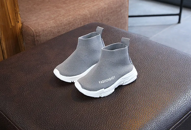 Tênis de cano alto infantil casual sem cadarço respirável meias infantis antiderrapantes botas de neve meninos meninas calçados esportivos tamanhos 21-30_voghion.com