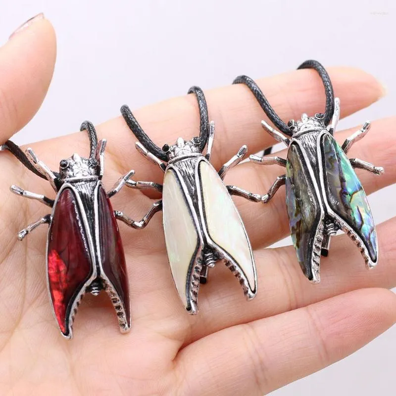 Anhänger Halsketten Natürliche Muschel Halskette Insektenform 28x40mm für DIY Schmuckherstellung Armband Wohndekoration Geschenk_voghion.com