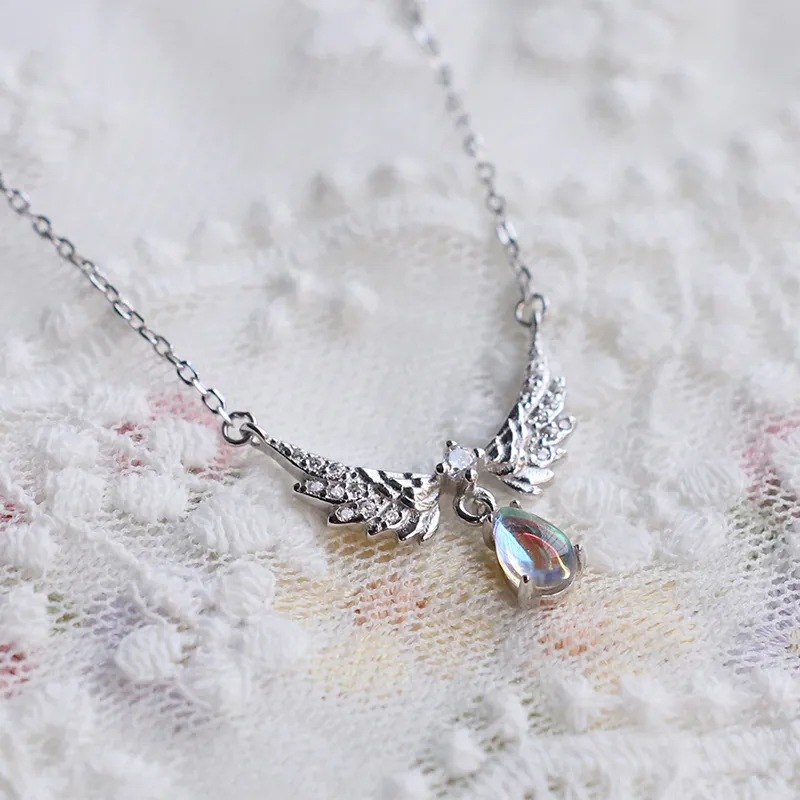 Collane con ciondolo Squisito e semplice Angelo Ala Moda Elegante Donna Goccia d'acqua a forma di Zircone Collana Ciondolo coda_voghion.com