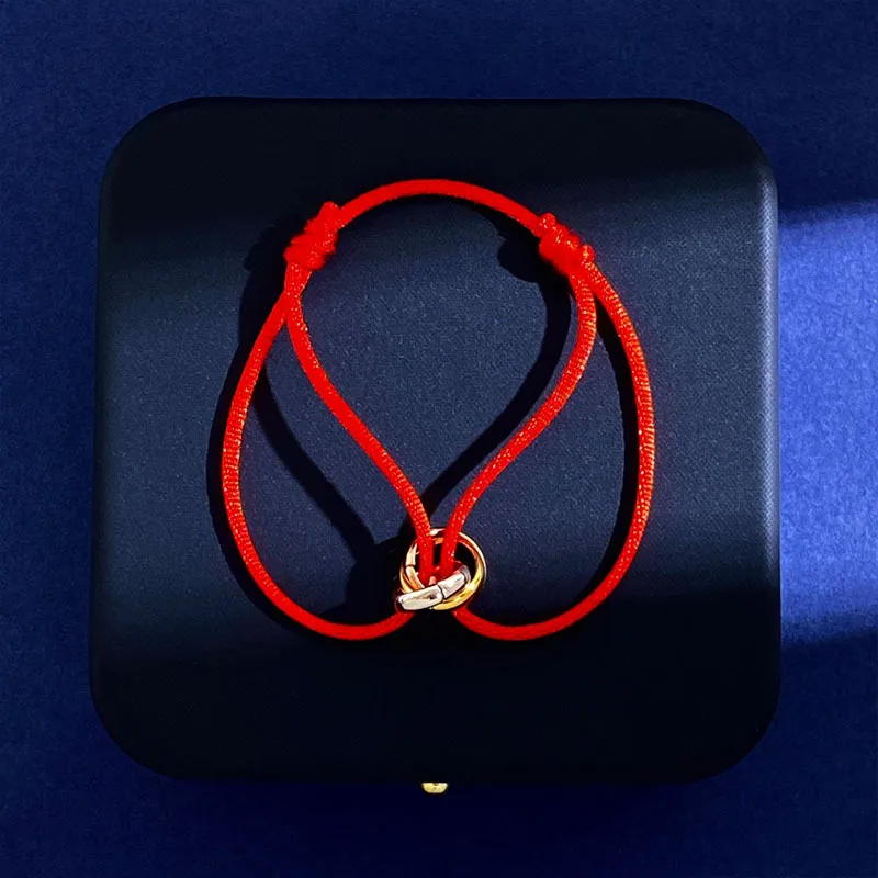 Triple Ring Cord Bracelet Luxury Adjustable Stainless Steel_voghion.com