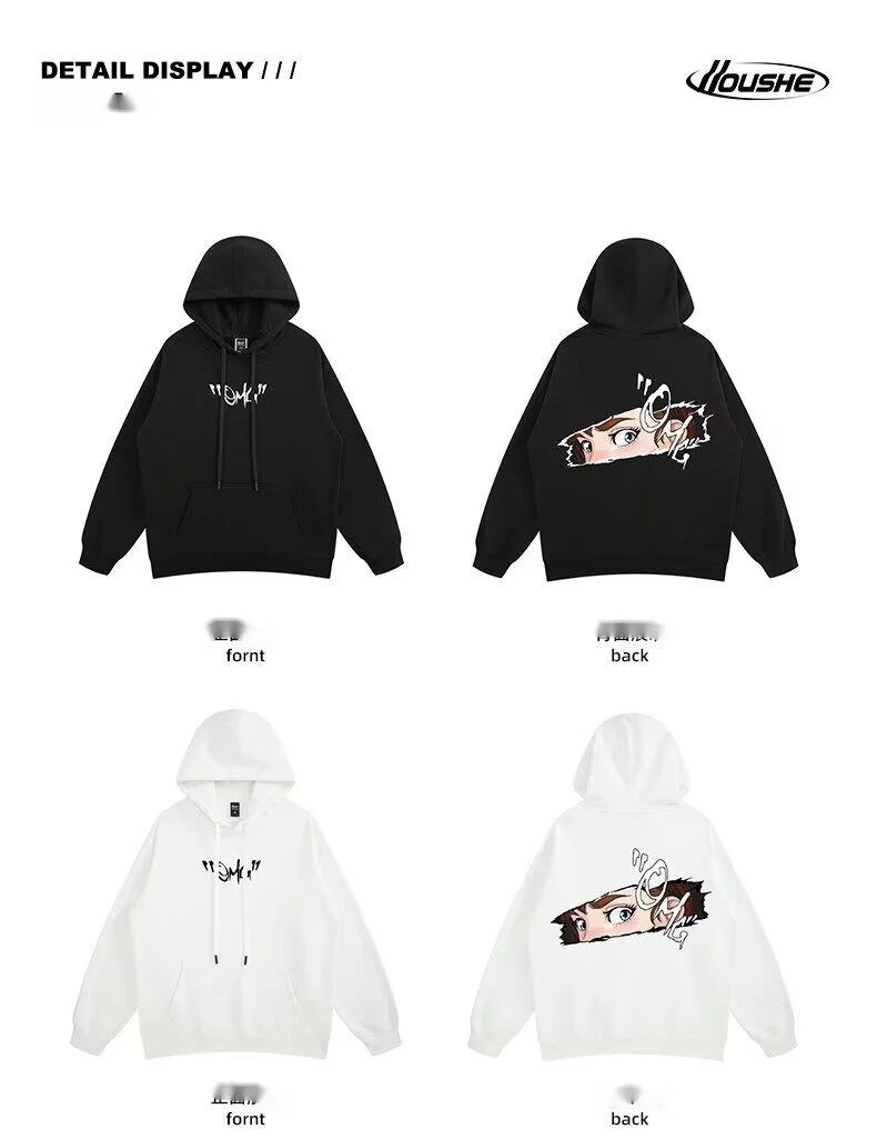 Oversized cartoon plysch hoodie för herr vinterjacka_voghion.com