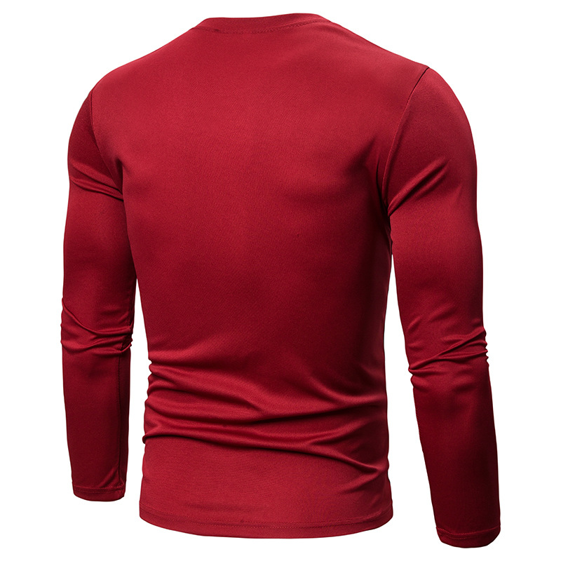 2024 Autumn New Long Sleeved Patchwork Round Neck Men's T-shirt European Size Slim Fit Casual Top_viptrois.com