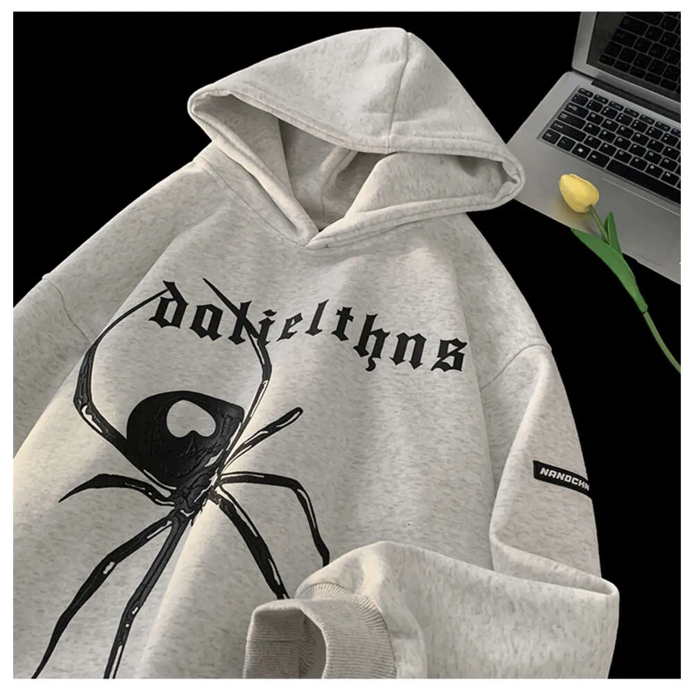 Autunno Nuovo Uomo H Iphop Felpa Con Cappuccio Hip Hop Streetwear Ragno Modello Con Cappuccio Pullover Coreano Street Vintage Uomo Donna Felpe Con Cappuccio_voghion.com
