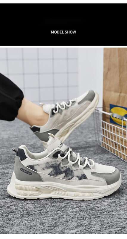 Scarpe da papà casual sportive con suola spessa e versatili alla moda da uomo, in rete traspirante, primavera 2025_voghion.com