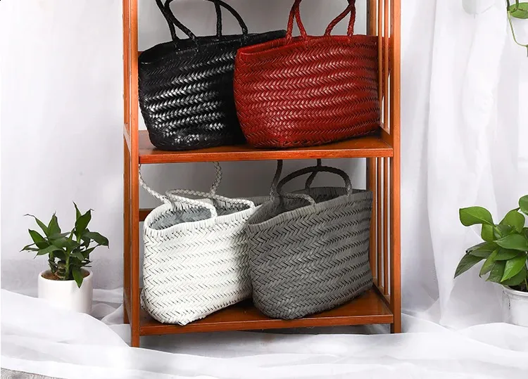 Geflochtene Ledertasche Damen Handtasche Aus Echtem Rindsleder_voghion.com