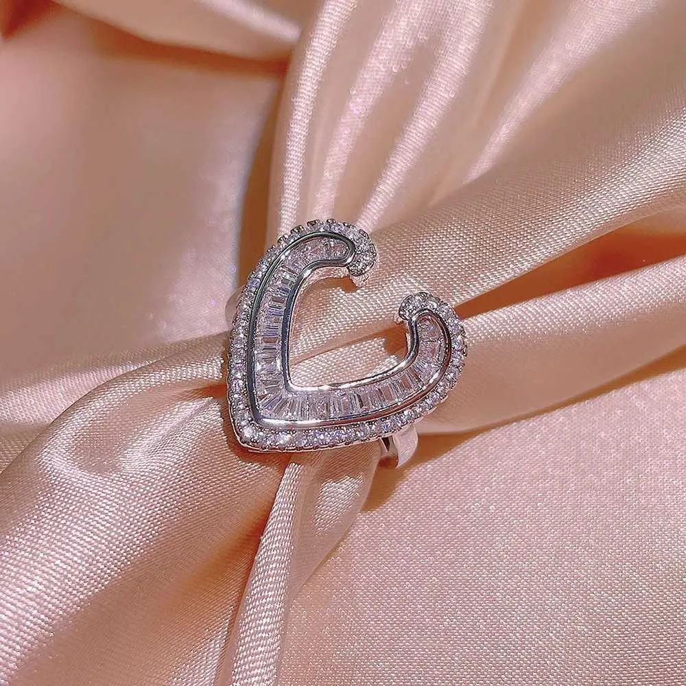 Hochzeitsschmuck-Sets 3-teilig Sterling Silber Herzschliff Zirkon Verlobungsring Ohrringe Anhänger Damen Party Geburtstagsgeschenk_voghion.com