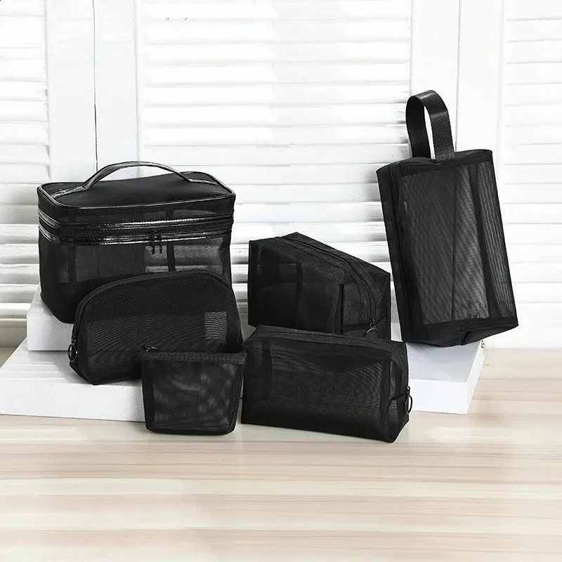 Mesh Transparent Makeup Men Women Small Large Travel Cosmetic Organizer Case Necessaries Make Up Wash Toiletry Bag_voghion.com