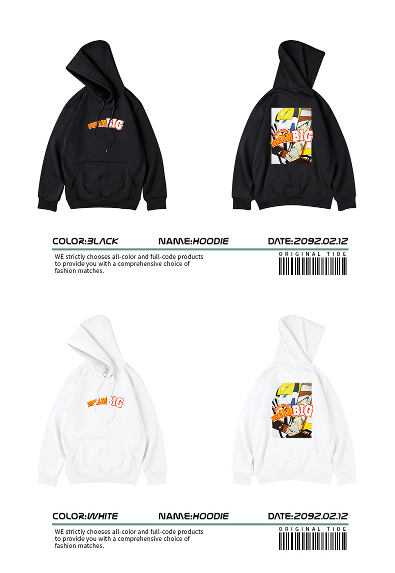 Rudens un ziemas jauns vīriešu brīvs, liels modes zīmola kapučjakas krekls ar plīša piedurknēm, lai saglabātu siltumu anime pāru mētelī_voghion.com