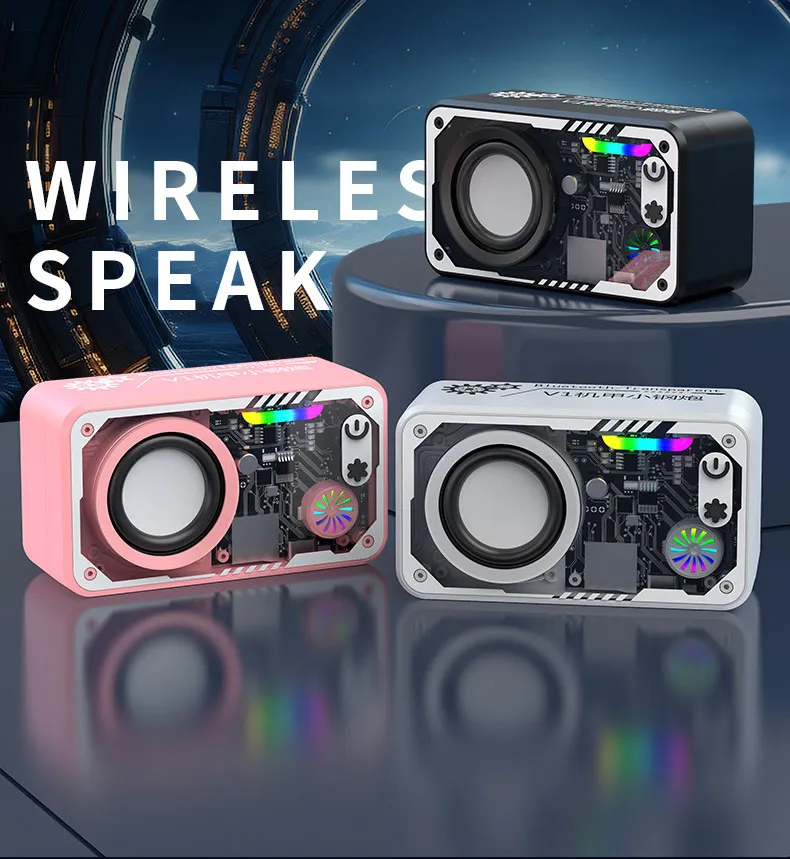 Explosive V1 Mech Style Steel Outdoor Portable Internet Celebrity Desktop Small Multi Power Bass Cannon Speaker_voghion.com