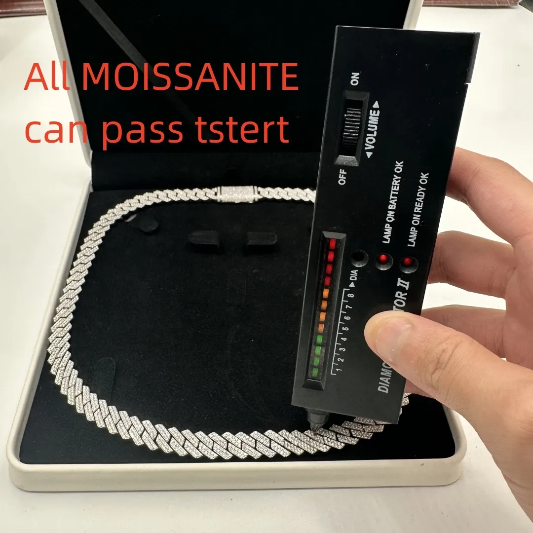 Pendant 15mm Hip Hop VVS Diamond Baguette Cuban Link Chain Moissanite Sier Jewelry Box Necklaces Hiphop_voghion.com