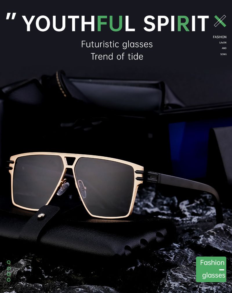 Stylish Square-framed Vintage High-grade Sunglasses For Men_voghion.com