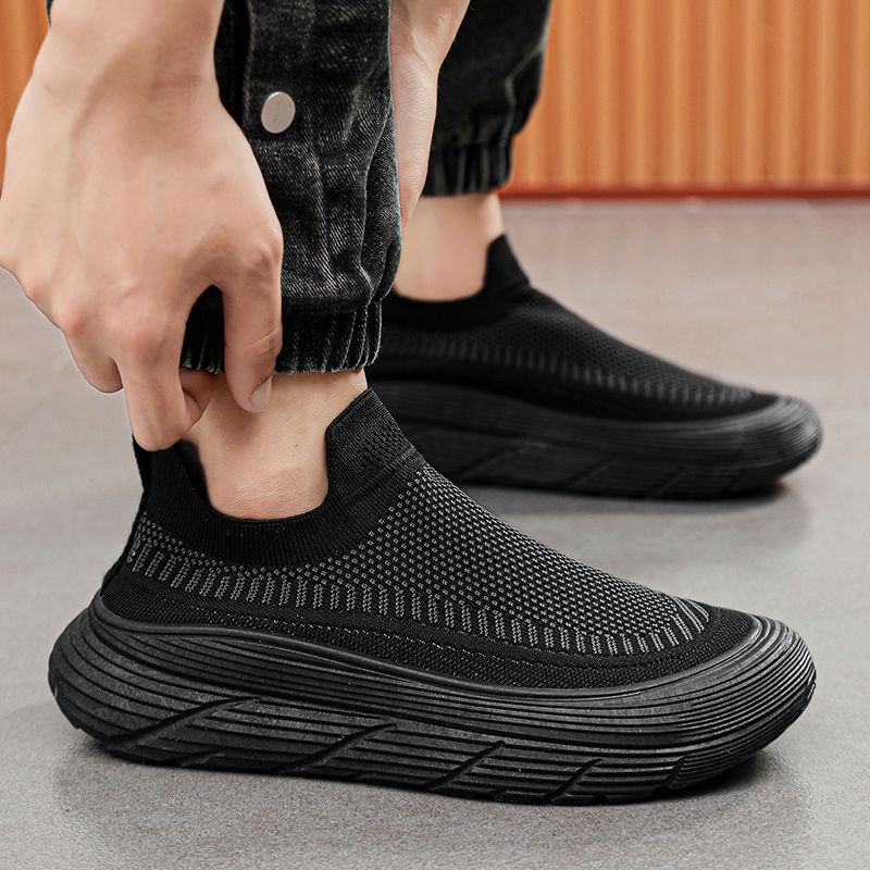 Men's new summer breathable flying woven men's thick soles all casual sports outdoor fashion running shoes_voghion.com