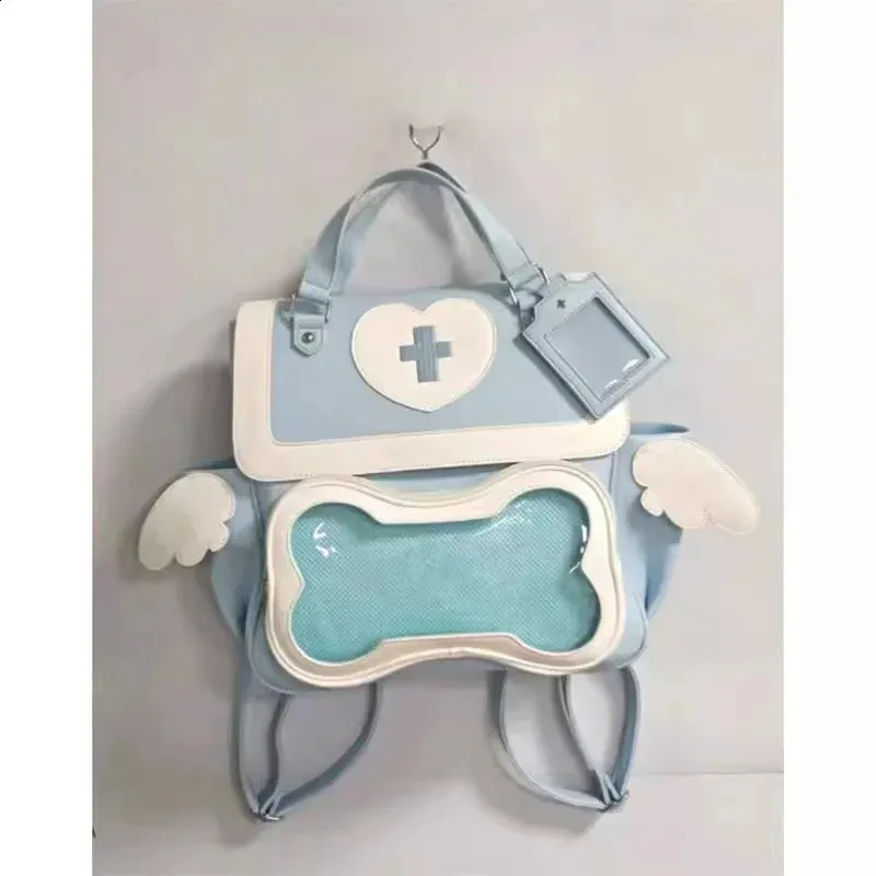 Y2k College Style Women's Backpack With Magnetic Buckle And Wings_voghion.com