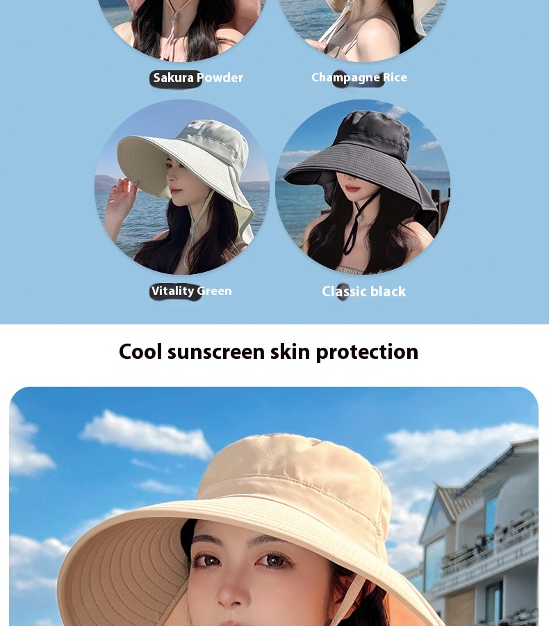 Cappello estivo da esterno con protezione solare e foro per coda di cavallo, versione coreana del cappello da pescatore a scialle a tesa larga alla moda per bambini_voghion.com